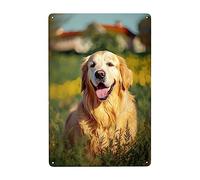 Le Chien S'Est Caché Dans L'Herbe Pour Jouer À Cache-Cache Affiche Poster Plaque Drôle Plaque Étain Signe Rétro Métal Tôle Signe Pour Chambre Maison Parc