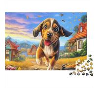 Le Chiot Beagle Cour à la Nourriture à l'automne Jigsaw Puzzle 1000 Piece Picture Puzzle Pet Whole Family Activité en Famille Détente 38x26cm/1000pcs