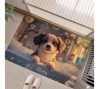 Le Chiot Était Assis Dans La Baignoire Mousse Paillasson Interieur Entree 40 X 60 Cm, Style Mignon Tapis D'Entrée Antidérapant Et Lavable En Machine,Tapis De Sol Absorbantes Beige Pour Porte, Couloir