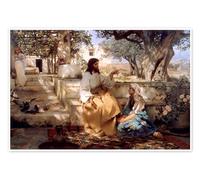 Le Christ avec Marthe et Marie Poster de Henryk Siemiradzki 60 x 40 cm Marron Tableaux Décoration murale