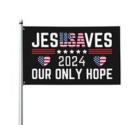 Le Christ Jésus sauve le drapeau Seul Jésus sauve le drapeau Jésus Dieu bénisse les États-Unis Amérique Jésus 2024 Notre seul espoir Drapeau 3 x 5 pieds avec des drapeaux à œillets en métal Bannières