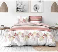 Le Clos des songes - Parure de Couette 140x200 cm - Percale de Coton Douce - Housse + taie - Blanc & Rose poudré - La Marquise