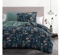 Le Clos des songes - Parure de Couette 200x200 cm -Percale de Coton Douce - Housse + taies - Bleu Pétrole - La flamboyante