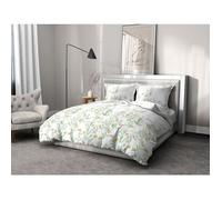 Le Clos des Songes - Parure de Couette 240x260 cm - Percale de Coton 80 Fils - Housse + 2 Taies - Blanc et Vert - L’Insoumise