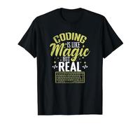 Le Codage est Magique mais réel T-Shirt Graphique avec Valeur, Homme, Noir, S