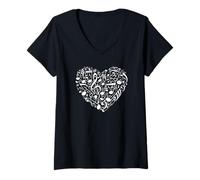 Le coeur du musicien à partir des notes - Musique T-Shirt avec Col en V