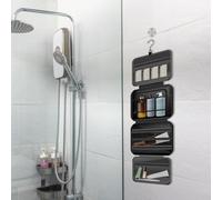 Le compartiment pour sac de toilette toilette toilette organisateur de toilette est portatif et pliable - Crochet en métal pour le maquillage, la salle de sport, les activités de plein air (noir)