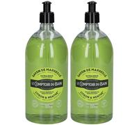 Le Comptoir du Bain Savon Traditionnel de Marseille Citron Menthe Liquide 2x1000 ml
