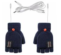 Le confort rencontre la fonctionnalité - Moufles chauffantes USB conçues pour taper, jouer et plus encore cet hiver (bleu marine)