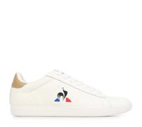 Le Coq Sportif - Courtset - Sneaker Homme Tige Cuir Véritable et Pleine Fleur - Semelle Mémoire de Forme et Caoutchouc - Taille 42 - Optical White/Tan