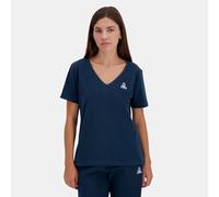 Le Coq Sportif - ESS Tee SS Col V N°1 - Tee-Shirt Femme Manches Courtes Col V Jersey 100% Coton 140g Doux Coupe Classique - Logo Brodé - Taille M - Bleu Marine