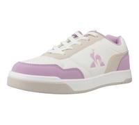 Le Coq Sportif - LCS Court Breaker Girl GS - Chaussure Junior Cuir Synthétique Velcro Lacets Élastiques Semelle Souple Usage Quotidien -