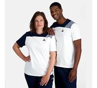 Le Coq Sportif - Saison 1 Tee - Taille XL - N.o.w/B.Essentiel/Multico Gris | SS N°1 Unisexe · Jersey Coton Doux Confortable Empiècements Flamme · Coupe Regular Taillage Homme