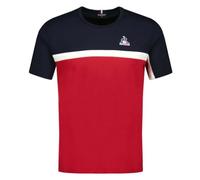 Le Coq Sportif - TRI SP Tee SS N°2 M - Jersey Coton Uni - Manches Courtes - Coupe Regular - Design Héritage Tricolore - pour Homme Adulte - Taille L - Rio Red/Sky Captain