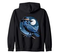 Le corbeau cool avec chapeau aime la nuit et la pleine lune Sweat à Capuche