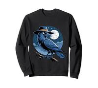 Le corbeau cool avec chapeau aime la nuit et la pleine lune Sweatshirt