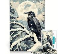 Le Corbeau et la Lune d'hiver Puzzle Difficile de 1000 pièces pour Adultes Jeu de réflexion apaisant et Relaxant Cadeau spécial (38x26cm)