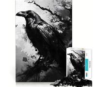 Le Corbeau Puzzle Monochrome de 1000 pièces pour Adultes Jeu intellectuel et Relaxant Découpe de qualité Pièce d'art raffinée 50x75cm