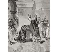 Le couronnement de Charlemagne en tant qu'empereur du Saint Empire romain par le pape Léon III en 800. Charlemagne alias Charles le Grand 747 - 814. Membre de la dynastie carolingienne roi des Francs