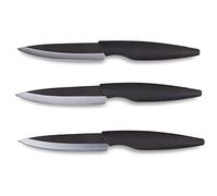 Le Couteau du Chef, Tarrerias Bonjean 1305151542 Le Couteau du Chef Set de 3 Couteaux Steak Lame Céramique Noire 10 Cm Manche Ergonomique Soft Touch