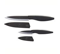 Le Couteau du Chef, Tarrerias Bonjean 442890 Le Couteau du Chef Set de 1 Couteau d'office Lame Céramique Noire 8 Cm + 1 Couteau de Cuisine Lame Céramique Noire 13 Cm Manche Ergonomique Soft Touch