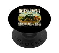Le Cowboy Moderne avec Mon Cheval en Acier soutient Les Aliments locaux. PopSockets PopGrip Adhésif
