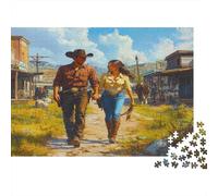 Le Cowboy Puzzle 1000 Pièces pour Adultes Ville de l'Ouest Jeu ÉduLe chatif Cadeau pour Les Amants Ou Les Amis Jouets Défi Qualité Premium Cadeau Unique 1000pcs (75x50cm)