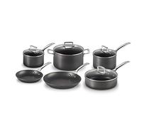 LE CREUSET Batterie de cuisine antiadhésive trempée, 6 pièces avec 4 couvercles en verre, idéale pour tous les fours et cuisinières (y compris l'induction)