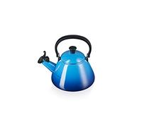 Le Creuset Bouilloire Kone Pour Cuisinière avec Sifflement, Acier Émaillé, 1,6 L, Azure, 40101022200000