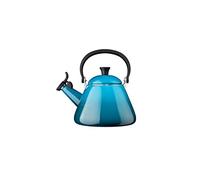 Le Creuset Bouilloire Kone Pour Cuisinière avec Sifflement, Acier Émaillé, 1,6 L, Deep Teal, 40101026420000