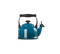Le Creuset Bouilloire Traditionelle avec Sifflement, Pour Cuisinière, Acier Émaillé, 2,1 L, Deep Teal, 92000800642000
