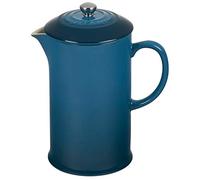 Le Creuset Cafetière avec Piston en Inox, 1L, Céramique, Deep Teal, 60706086420003