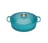 Le Creuset Cocotte en Fonte Émaillée Signature avec Couvercle, 27 cm, Ovale, 4,1 L, 4,425 kg, Bleu Caraïbes, 21178271702430