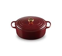 Le Creuset - Cocotte ovale 31 cm bouton doré - Fonte émaillée - Signature - Rhône - Rouge