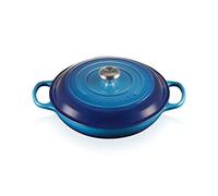 Le Creuset Cocotte peu profonde avec couvercle en fonte émaillée Signature, 30 cm, 3.2 Litres, Azure, 21180302202430