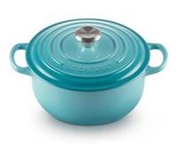 LE CREUSET Cocotte Ronde en Fonte Émaillée 20 cm Bleu Caraïbes Bleu Clair