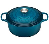 Le Creuset Cocotte ronde en fonte émaillée Signature, 5,5 qt, bleu sarcelle foncé