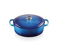 Le Creuset, Cocotte Signature en Fonte Émaillée avec Couvercle, Ø 31cm, Ovale, Compatible avec Toutes Sources de Chaleur (Induction Incluse), Capacité : 6.3 L, 5.705 kg, Azure, 21178312202430