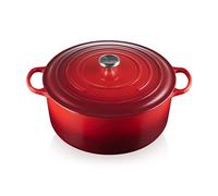 LE CREUSET, Cocotte Signature en Fonte Émaillée avec Couvercle, Ø 34 cm, Ronde, Compatible avec Toutes Sources de Chaleur (Induction Incluse), Capacité : 12 l, Rouge Cerise