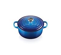 Le Creuset Cocotte Signature en Fonte Émaillée avec Couvercle, 22 cm, Ronde, 3,3 L, 3,932 kg, Azure, 21177222202430