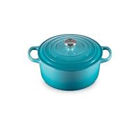 Le Creuset Cocotte Signature en Fonte Émaillée avec Couvercle, 22 cm, Ronde, 3,3 L, 3,932 kg, Bleu Caraïbes, 21177221702430