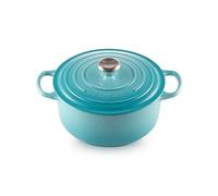 Le Creuset Cocotte Signature en Fonte Émaillée avec Couvercle, 26 cm, Ronde, 5,3 L, 5,135 kg, Bleu Caraïbes, 21177262202430