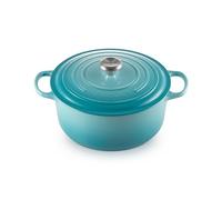 Le Creuset Cocotte Signature en Fonte Émaillée avec Couvercle, 28 cm, Ronde, 6,7 L, 6,125 kg, Bleu Caraïbes, 21177281702430