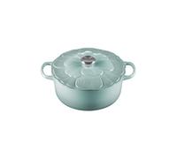 LE CREUSET Cocotte SIGNATURE Fleur 26cm/2l Sel de Mer gris clair
