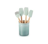 Le Creuset Silicone Craft Series Set d'ustensiles avec pot en grès 5 pièces, sel de mer