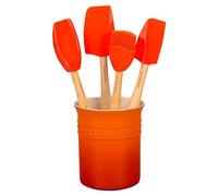 Le Creuset Coffret Pot à Ustensiles Classique (1,1 L) avec Set de 4 Spatules Création, Volcanique, 91057001090000