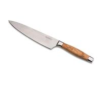 Le Creuset Couteau Chef, Lame Lisse 20 cm en Acier Damas 18/8, Manche en Bois d'Olivier, Inoxydable, Brun/Argenté,98000320000200, 001-no Color