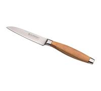 Le Creuset Couteau d'office, Lame Lisse 9 cm en Acier Damas 18/8, Manche en Bois d'Olivier, Inoxydable, Brun/Argenté,98000109000200, 001-no Color