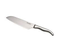 Le Creuset Couteau Santoku, Lame Lisse 18 cm en Acier Damas 18/8, Manche en Inox, Inoxydable, Argenté,98000218000100