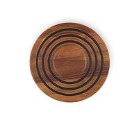 Le Creuset Dessous de Plat magnétique en Bois d'acacia avec Anneaux en Silicone Noir